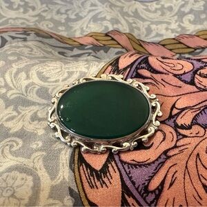 Sterling Silver Genuine Jade Pin